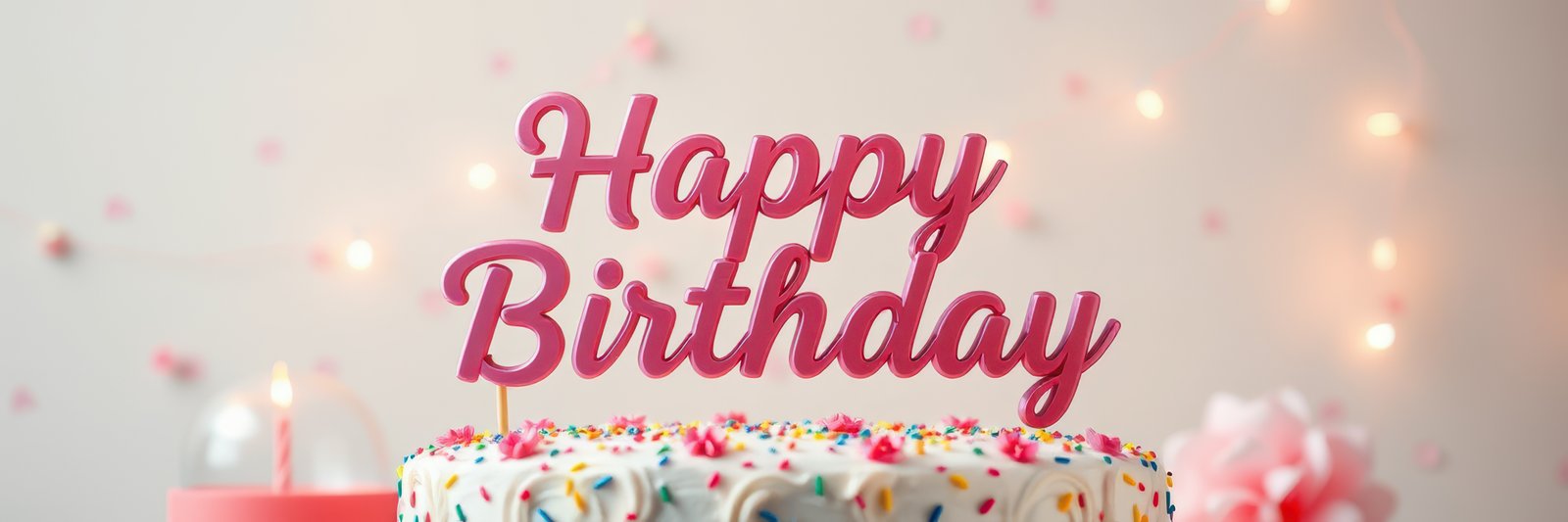 Celebration includes a colorful birthday cake with a joyful message for a special occasion